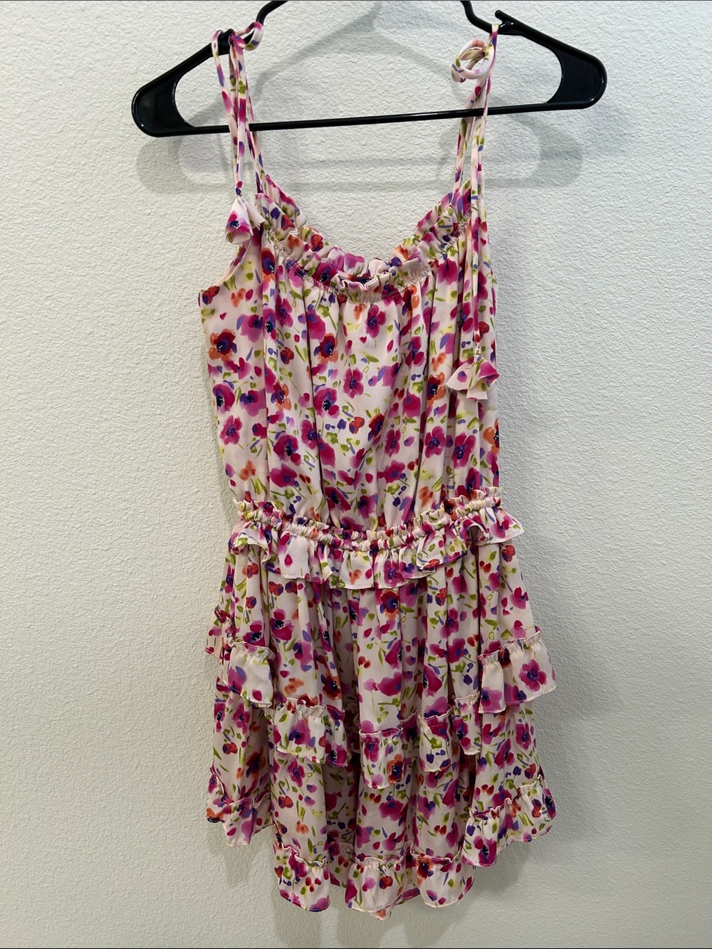 Misa Los Angeles Girls Pink Floral Ruffle Romper
